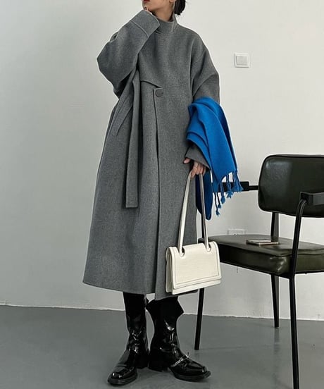 stand collar long coat 　hm1797
