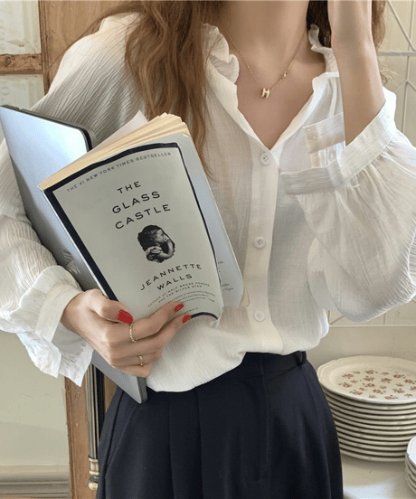 volume v-neck blouse / 2color　hm1681