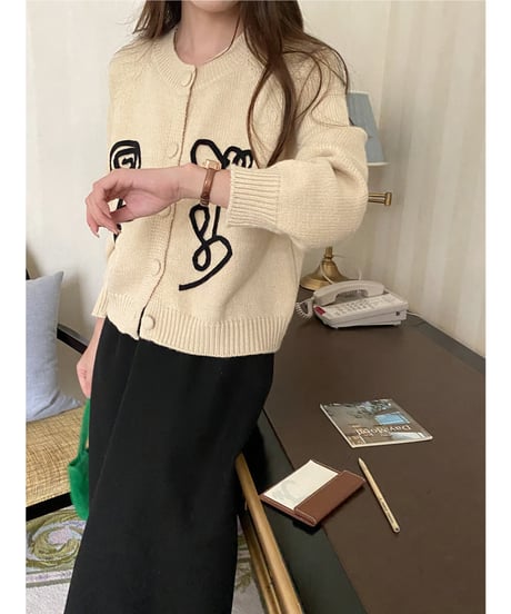 abstract motif cardigan / 2color　hm2786