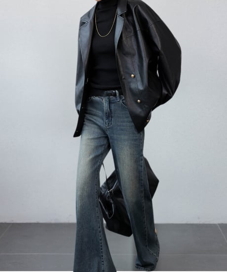 eco leather double jacket　hm1874