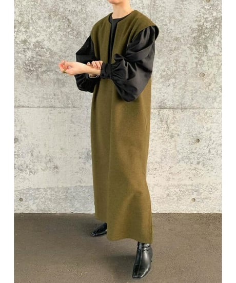 deep v-neck dress / 3color　hm2527
