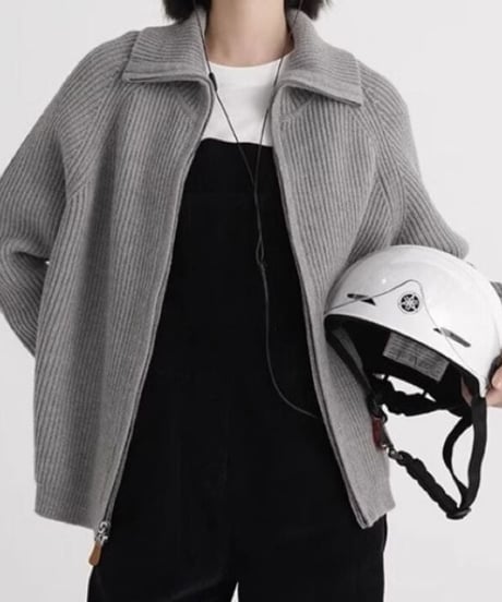 double zip cardigan / 4color　hm1830