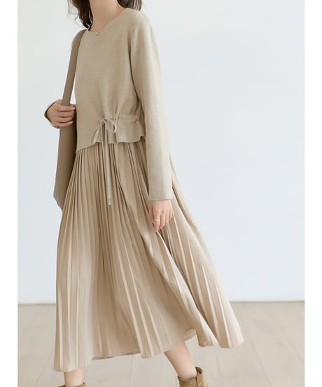 pleated docking dress / 2color　hm1674