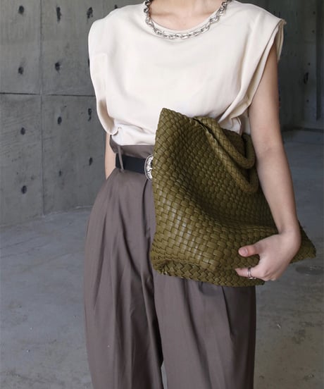 leather braid bucket-bag & pouch　hm1590