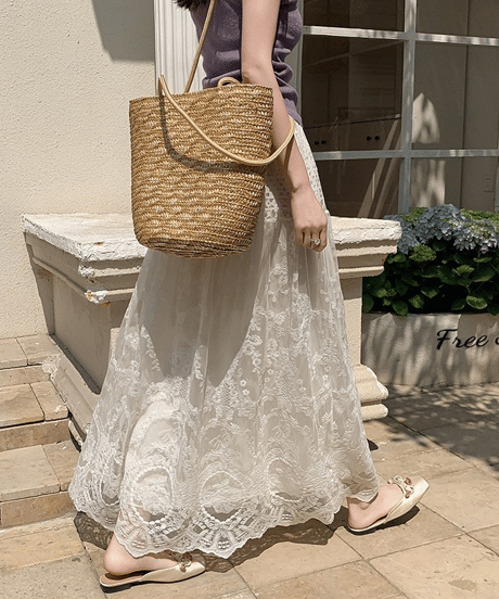 embroidered lace skirt　hm2871