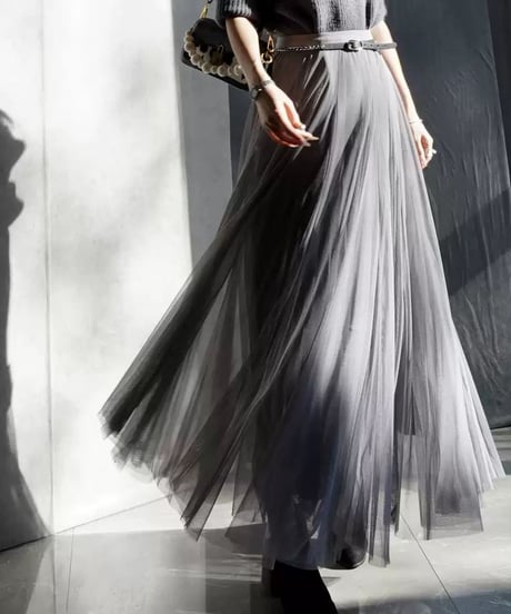 long flared tulle skirt / 4color　hm1885
