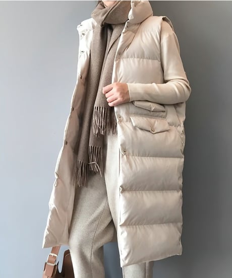 long down vest / 3color　hm1877