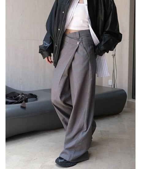 asymmetric wide leg pants　hm1734