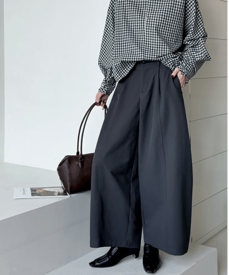 wide silhouette tuck pants / 4color　hm2765