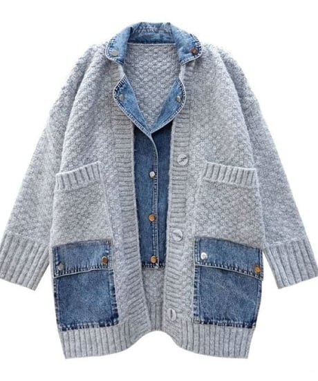 denim & knit cardigan　hm1795