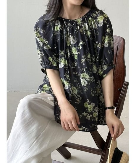 back ribbon floral blouse　hm2278