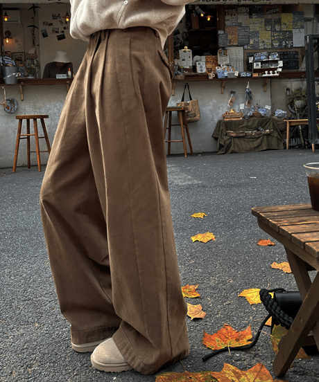 wide tuck pants / 2color　hm1128