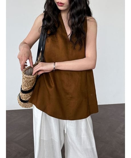 sleeveless v-neck top / 5color　hm2253