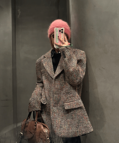 retro tweed jacket / 2color　hm1080