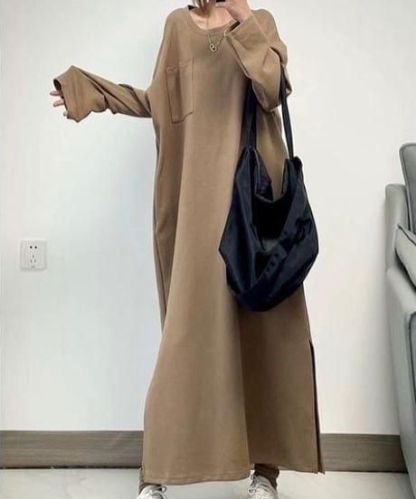 side slit long dress / 3color　hm1706