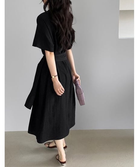 belted flare dress / 2color　hm2289
