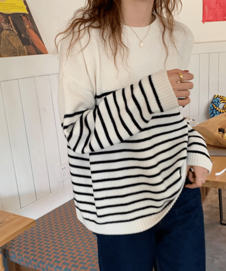 stripe knit top　hm2554