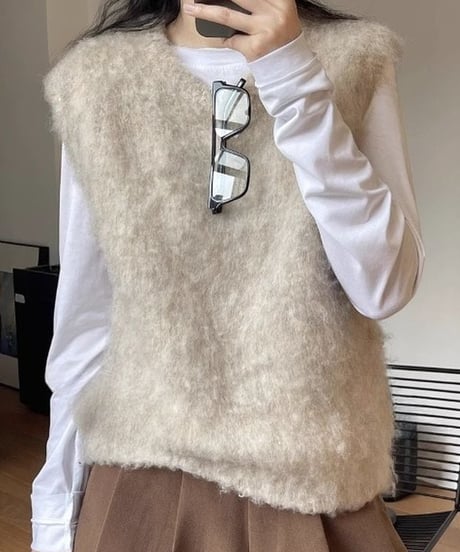 round neck knit vest　hm1826