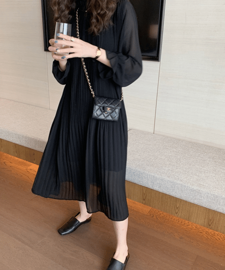 pleated long dress / 4color　hm2910