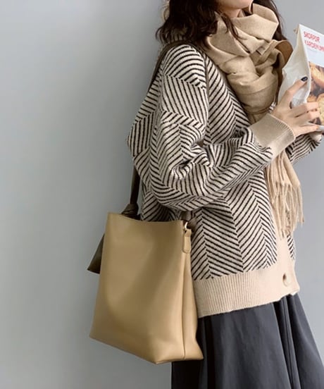 herringbone knit cardigan / 3color　hm1737