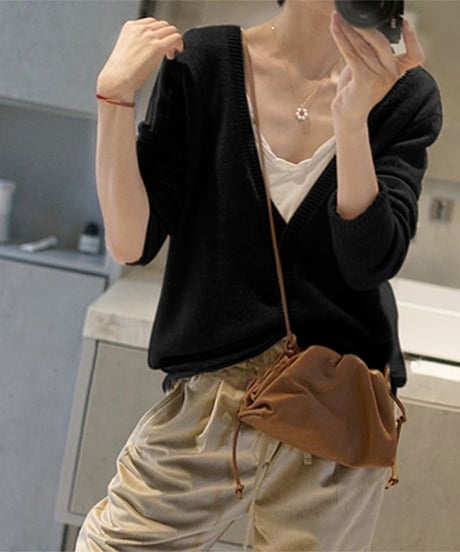 v-neck loose cardigan / 5color　hm1841