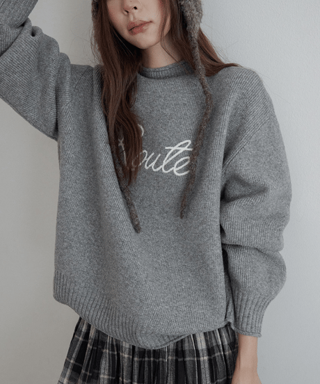 relaxed logo knit / 4color　hm2804