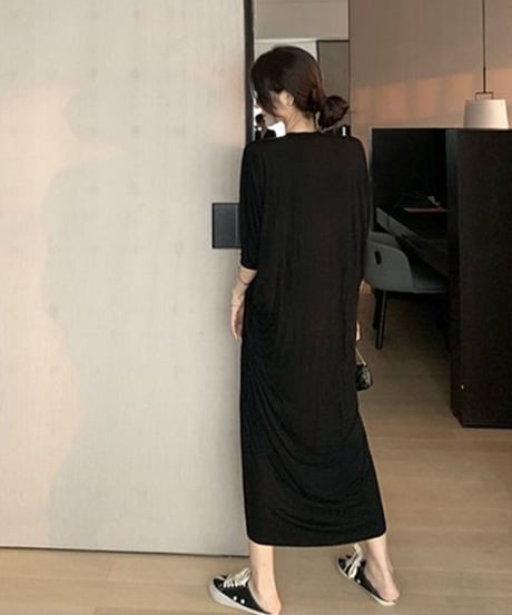 v-neck dolman sleeve dress / 2color　hm1953