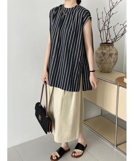 french sleeve stripe blouse / 2color　hm1536