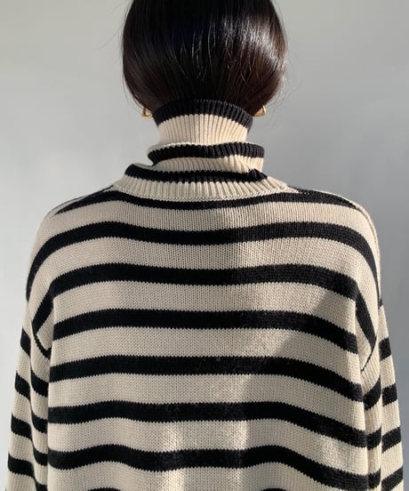 striped turtleneck knit / 2color　hm1658