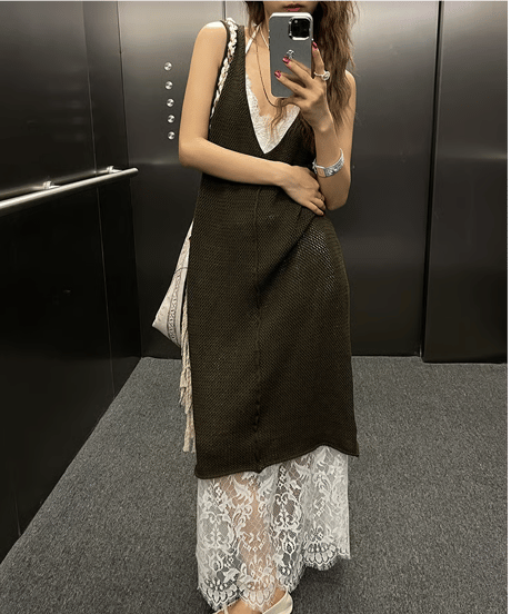 sheer tank dress / 2color　hm2396