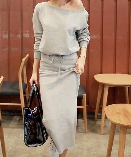 sweatshirt & skirt setup / 2color　hm2036