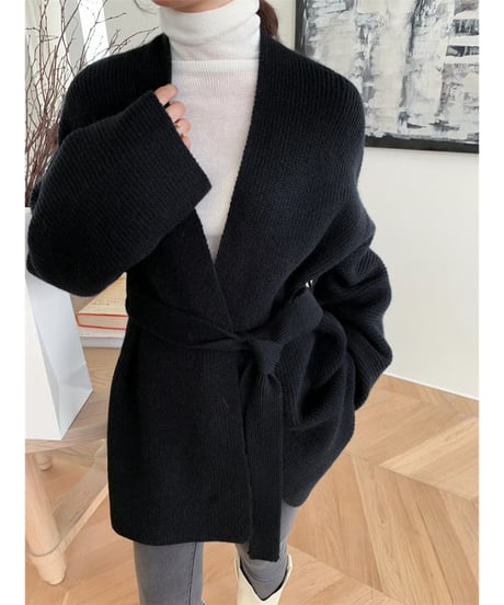 belted knit gown / 2color　hm2696