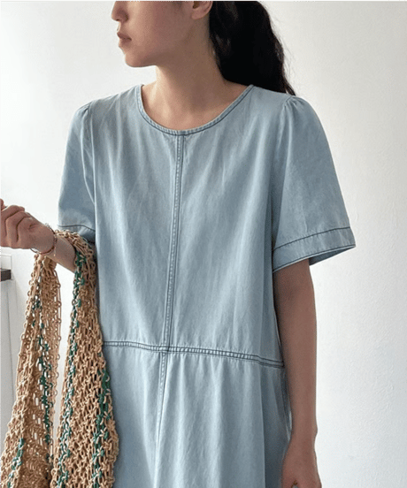denim midi dress / 2color　hm2860