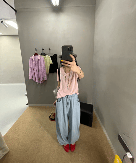 drawstring denim pants / 2color　hm2347