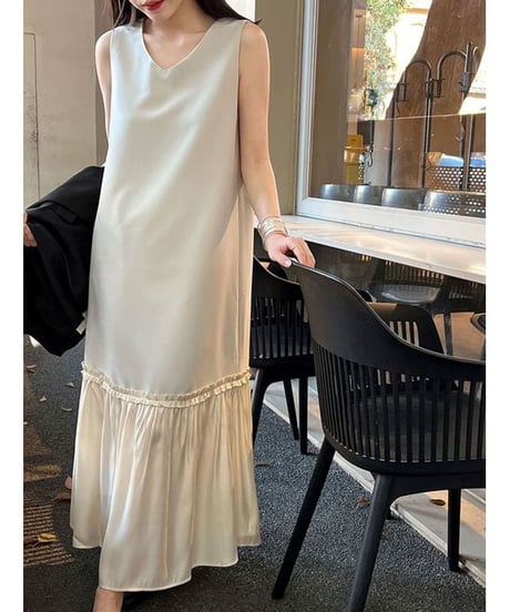 gather maxi dress / 2color　hm2329