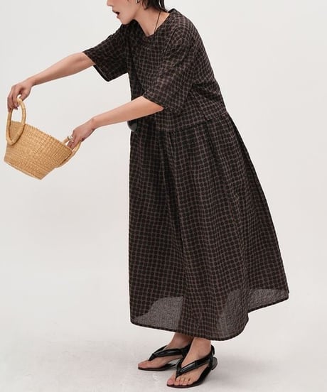 check gathered dress　hm2294