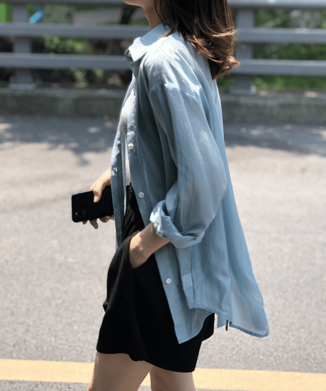 sheer open back shirt / 2color　hm1365