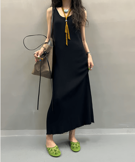 ribbed maxi dress / 2color　hm2349