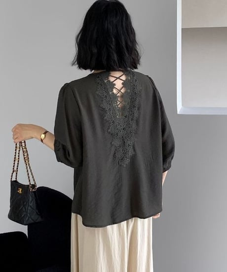 back lace blouse / 2color　hm2249