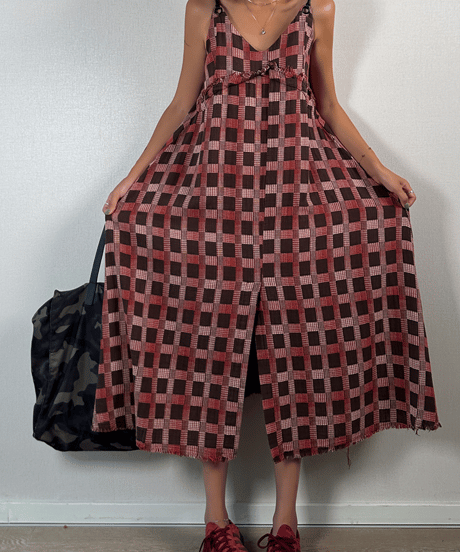 vintage check cami dress / 2color　hm1611