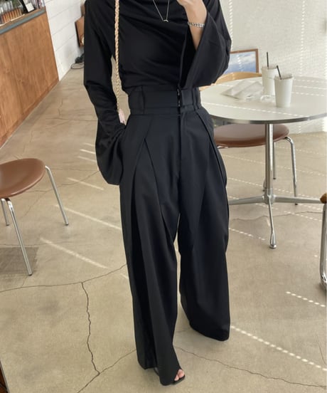 tuck wide slacks / 2color　hm2822