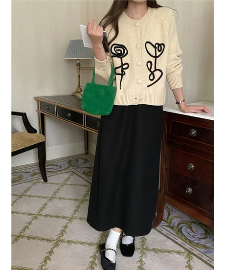 abstract motif cardigan / 2color　hm2786