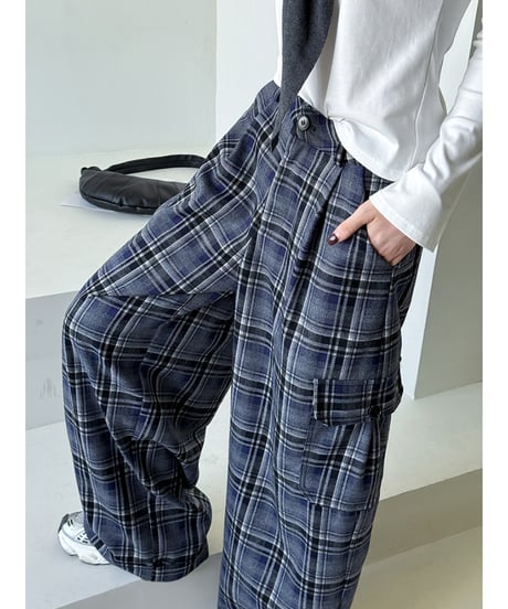 plaid wide pants / 2color　hm2768