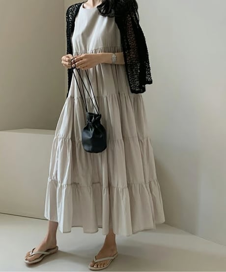 tiered cotton dress / 4color　hm2907