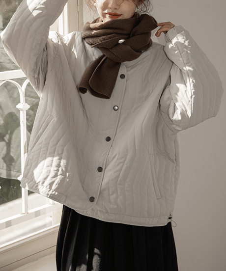 quilted v-neck jacket　hm2707
