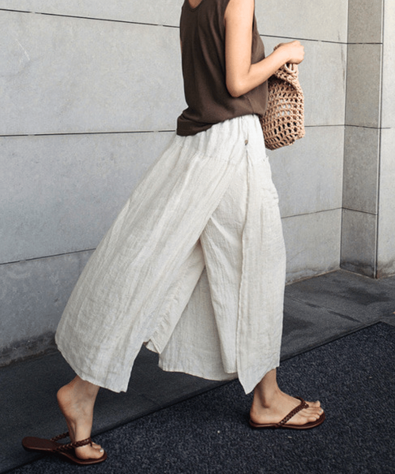 hemp culottes wide pants / 2color hm1515 | Her Me