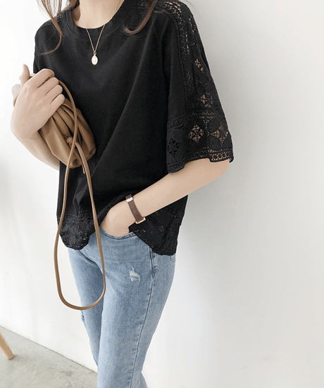 lace sleeve top / 3color　hm2979