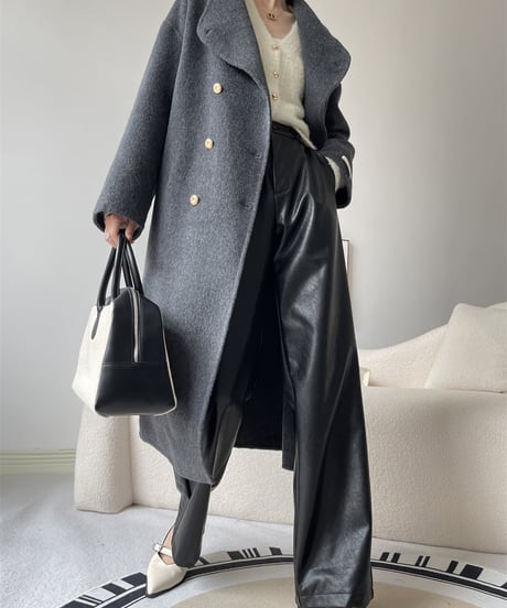 W-button long coat / 3color　hm1850