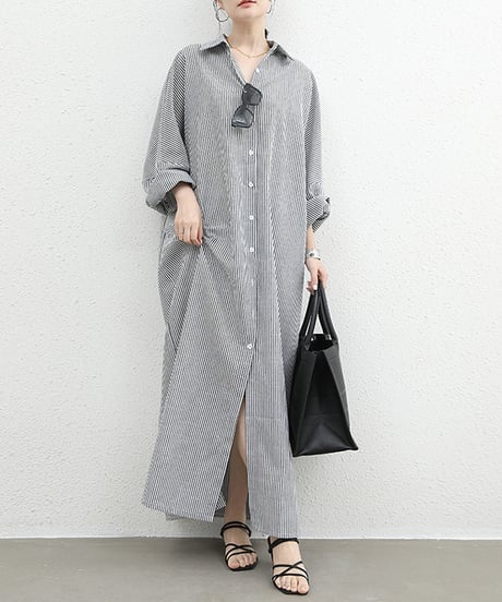 striped shirt dress / 3color　hm2538