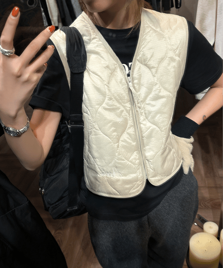 gourd quilting down vest / 2color　hm1125